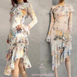 Jean Paul Gaultier Maille pink ruffle dress